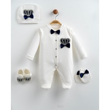 Eda Baby Taç Nakışlı ve Papyonlu 5'li Bebek Hastane Çıkışı Seti