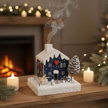 Uretti - Hacer 4951 7914 El Yapımı Yeni Yıl Temalı Kalpli Ahşap Ev Tütsülük