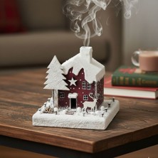 Uretti - Hacer 4951 9314 El Yapımı Yeni Yıl Temalı Ahşap Ev Tütsülük