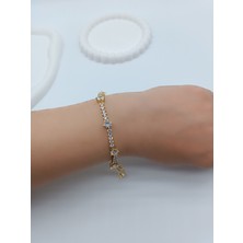 Lagül Aksesuar 14K Altın Kaplama Zirkon Taşlı Gold Bileklik