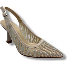 Desire Shoes Desire 467-26 Saten Simli Taşlı Ince Topuk Kadın Abiye Ayakkabı