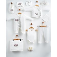 Eda Baby Taçlı Lüks Dantelli %100 Pamuk 10'lu Hastane Çıkışı Yenidoğan