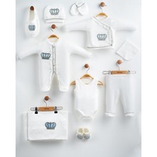 Eda Baby Taçlı Lüks Dantelli %100 Pamuk 10'lu Hastane Çıkışı Yenidoğan