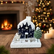 Uretti - Hacer 4951 7287 El Yapımı Yeni Yıl Temalı Ahşap Ev Tütsülük