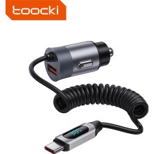 Toocki 65W Araç Çakmak Şarj Cihazı  USB A Tipi C Bağlantı iPhone 17/16/15 Max Samsang 22/23/24/25 Ultra Tam Uyumlu