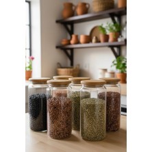 Bambum Atbyhome Plus - 6'lı Cam Saklama Kabı 1300ML Vakumlu Bambu Kapaklı