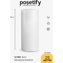 Poşetify Kalın Balonlu Naylon Patpat Rulo 100 cm x 25 M | 35 Gr/m² | 3 Katlı | 1. Sınıf Ambalaj Malzemesi