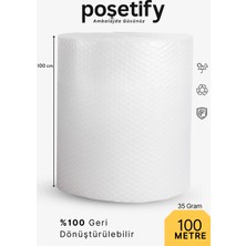 Poşetify Kalın Balonlu Naylon Patpat Rulo 100 cm x 100 M | 35 Gr/m² | 3 Katlı | 1. Sınıf Ambalaj Malzemesi