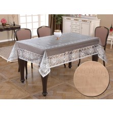 Raşel Örme Pano Desenli Masa Örtüsü 160X220 Narin Cappuccino