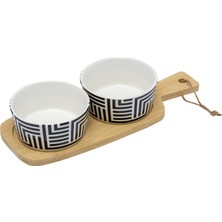 Koopman Ahşap Tepsili Porselen Servis Seti 2'li 2 Adet