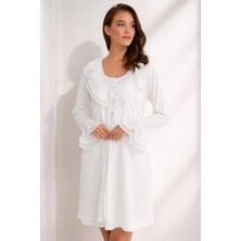 Ayyıldız 3415 Ekru Lohusa Gecelik Sabahlık Takım