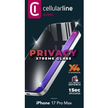 Cellularline IPHONE 17 Pro Max Xtreme  X4 Ultra Koruma ve Gizli Ekran Özellikli Uygulama Mekanizmalı  Ekran Koruyucu