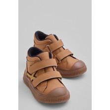 Tonny Black Çocuk Unisex Camel Esnek Termo Taban Çift Cırtlı Şerit Desenli Spor Kısa Bot