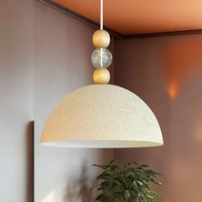 Bamyum Yimpi Dokulu Açık Krem Kristal Boncuk Avize Tekli Sarkıt Salon Kuaför Dekoratif Aydınlatma Pastane