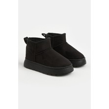 Tonny Black Çocuk Unisex Siyah Kalın Poli Taban Içi Kürklü Süet Görünümlü Günlük Bot