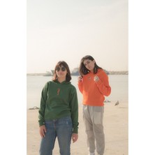 Double Tank Deniz Kaplumbağası Nakışlı Kapüşonlu Sweatshirt