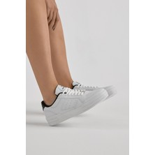 Tonny Black Unisex Beyaz Siyah Termo Taban Bağcıklı Günlük Spor Ayakkabı