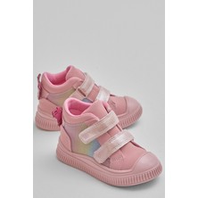 Tonny Black Çocuk Unisex Pudra Esnek Termo Taban Çift Cırtlı Spor Kısa Bot Kaymaz Taban Özelliğiyle