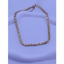 Lagül Aksesuar 316L Kararmaz Çelik Kararmaz Arpa Zincir Gold Kolye