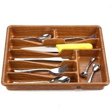 Go İthalat KÜÇÜK - AHŞAP RENK - 7 BÖLMELİ ÇEKMECE İÇİ KAŞIKLIK 36X32CM (5273)