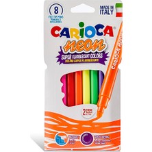 Carioca Neon Yıkanabilir Keçeli Boya Kalemi 8 Li Set 2 Adet Renkli Eğlenceli Boyama Kalemleri