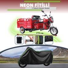 Cemku Shine Fitilli Siyah Triportör Brandası, 3 Tekerlekli Kasalı Motosiklet Brandası