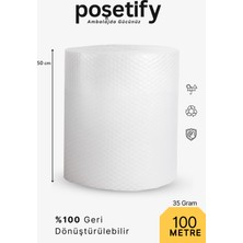 Poşetify Kalın Balonlu Naylon Patpat Rulo 50 cm x 100 M | 35 Gr/m² | 3 Katlı | 1. Sınıf Ambalaj Malzemesi