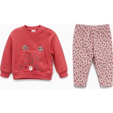Joy Kids Kız Bebek Sevimli Hayvan Figürlü Taytlı Takım (Pembe) (9-24 Ay)