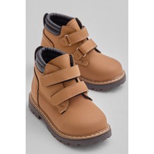 Tonny Black Çocuk Unisex Camel Kalın Termo Taban Sıcak Astarlı Çift Cırtlı Bot