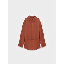 Dilvin 50536 Kemerli Gömlek-Kiremit