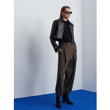 Dilvin 72234 Pensli Paçası Dar Pantolon-Yeşil