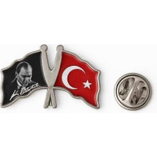 Herşey Nota Türk Bayrağı Atatürk Bayrak Sembol Rozet Gümüş 1 Adet