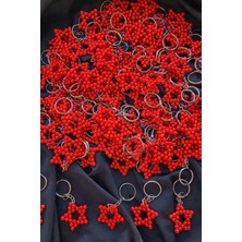 Umut Hediyecilik Yılbaşı Inci Kırmızı Yıldız Anahtarlık Boncuk 20 Adet