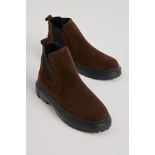 Tonny Black Erkek Kahve Kalın Faylon Hafif Taban Yanları Lastikli Chelsea Bot