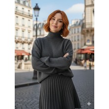 Anbly Collection Boğazlı Kazakpiliseli Etek Triko Ikili Takım