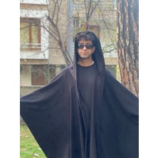 Alpin Unisex  Oversize Kapüşonlu Panço – Siyah (Premium Kışlık Kumaş)