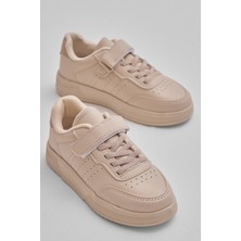 Tonny Black Çocuk Unisex Bej Faylon Hafif Taban Bağcıklı Günlük Spor Ayakkabı