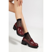 Budi K-706 Bordo Kırışık Rugan Yüksek Tabanlı Loafer Ayakkabı