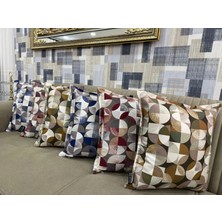 Nivemes Home Nivemeshome Mozaik Yeşil-Kahve (45X45) Dolgulu Kırlent Kılıfı