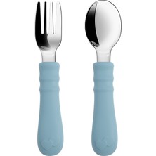 Elya Baby Silikon Saplı Paslanmaz Çelik Bebek Kaşık Çatal Seti