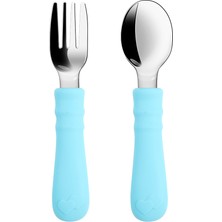 Elya Baby Silikon Saplı Paslanmaz Çelik Bebek Kaşık Çatal Seti