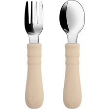 Elya Baby Silikon Saplı Paslanmaz Çelik Bebek Kaşık Çatal Seti