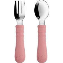 Elya Baby Silikon Saplı Paslanmaz Çelik Bebek Kaşık Çatal Seti