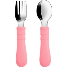 Elya Baby Silikon Saplı Paslanmaz Çelik Bebek Kaşık Çatal Seti