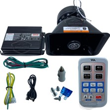 Caralp Profesyonel Polis Sireni Uzaktan Kumandalı Güçlü Siren Kablosuz Wireless Kontrol Korna Megafonlu Mikrofonlu Metal 200W 12V AS920