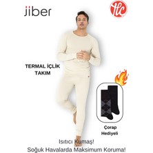 Jiber Erkek Nem ve Koku Yapmaz Isıtıcılı Termal Alt Üst Set Içlik Takım (Çorap Hediyeli)