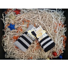 Lia Underwear Siyah - Gri Çizgili Çocuk Soket Çorap 2 'li