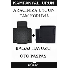 Paspro Otomotiv Skoda Kamiq 2020+ 3D Havuzlu Paspas Siyah + Skoda Kamiq Sabit  Zemin Alt Bagaj 2019+