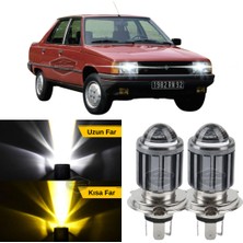 Caralp Renault 9-11 Broadway Fairway Spring Flash Tüm Kasalar Için Uyumlu Mercekli Far Ampulü LED Xenon Çift Renk Sarı-Beyaz Far Şimşek Etkili Csp LED Lamba Uzun Kısa 2 Adet Takım