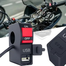 Caralp Motosiklet Atv Elektrikli Bisiklet Jetski 12V Açma Kapama Düğmesi Butonu Far Anahtarı USB Şarj Soketi Su Geçirmez 22 mm Gidon Montaj Çok Fonksiyonlu USB Şarj Cihazı